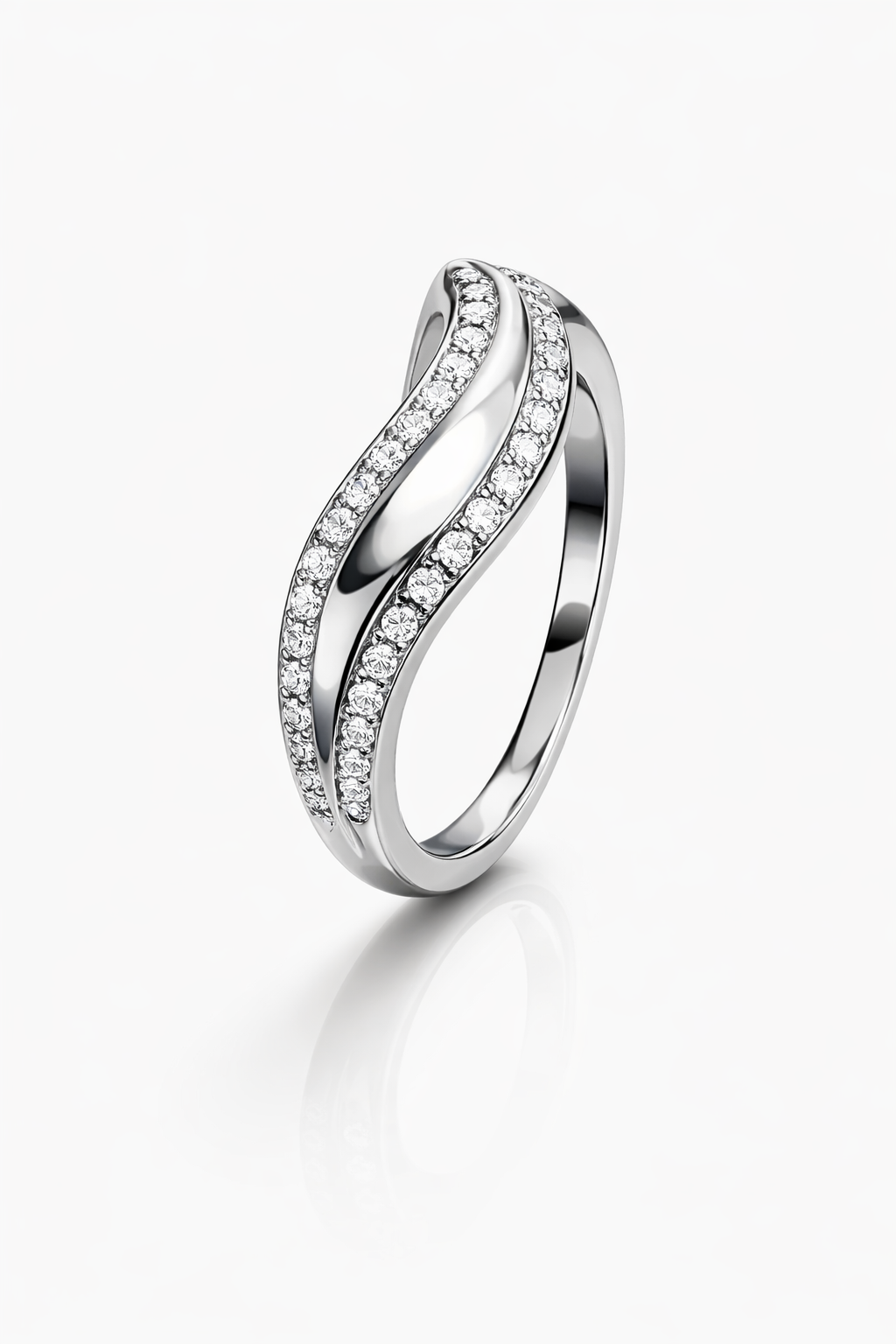 Infinite Wave Sparkle Ring - 925 Sterling Silver Ring | White Background Studio Product Photo | Athira Jewels