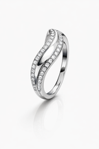 Infinite Wave Sparkle Ring - 925 Sterling Silver Ring | White Background Studio Product Photo | Athira Jewels