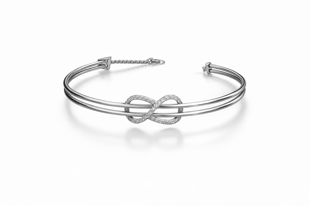 Infinity Kada Bracelet - 925 Sterling Silver Bracelet | White Background Studio Product Photo | Athira Jewels