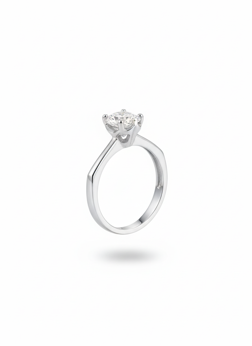 Classic Solitaire Ring - 925 Sterling Silver Ring | White Background Studio Product Photo | Athira Jewels