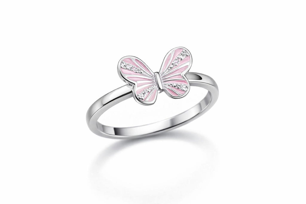 Pink Butterfly Sparkle Ring - 925 Sterling Silver Ring | White Background Studio Product Photo | Athira Jewels