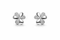 Floral Crystal Stud Earrings - 925 Sterling Silver Earrings | White Background Studio Product Photo | Athira Jewels