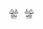 Floral Crystal Stud Earrings - 925 Sterling Silver Earrings | White Background Studio Product Photo | Athira Jewels