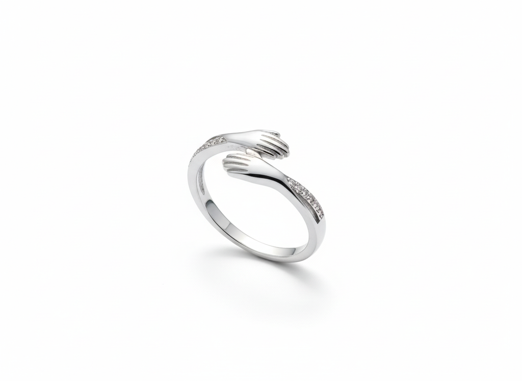 Hug Me Forever Silver Ring - 925 Sterling Silver Ring | White Background Studio Product Photo | Athira Jewels