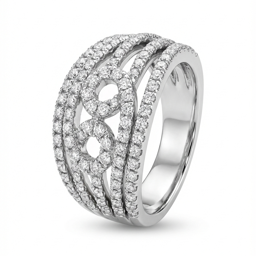 Triple Band Sparkle Ring - 925 Sterling Silver Ring | White Background Studio Product Photo | Athira Jewels