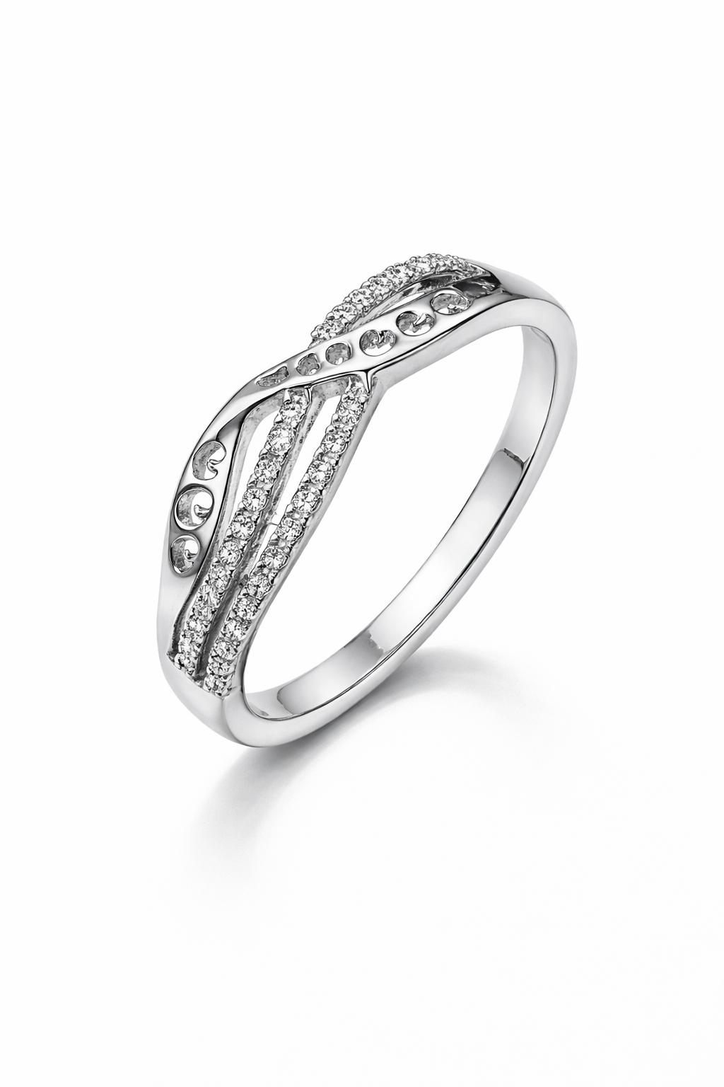 Celestial Wave Diamond Ring - 925 Sterling Silver Ring | White Background Studio Product Photo | Athira Jewels