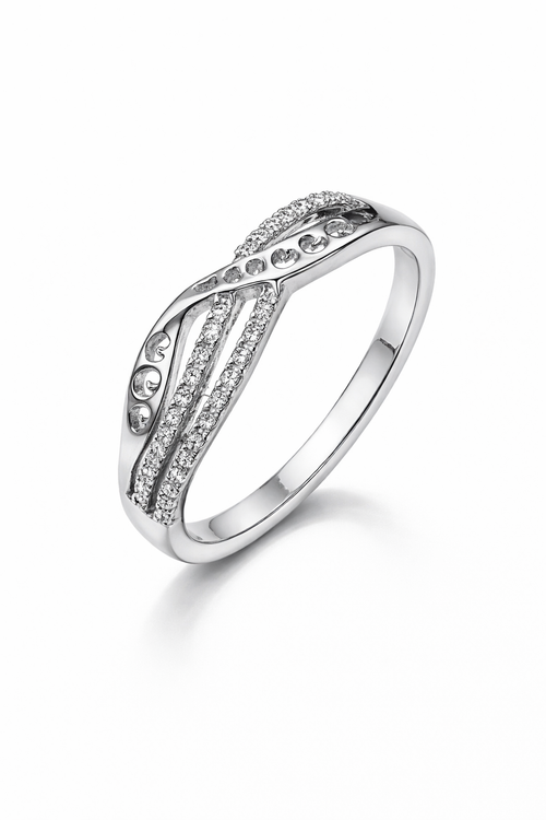 Celestial Wave Diamond Ring - 925 Sterling Silver Ring | White Background Studio Product Photo | Athira Jewels