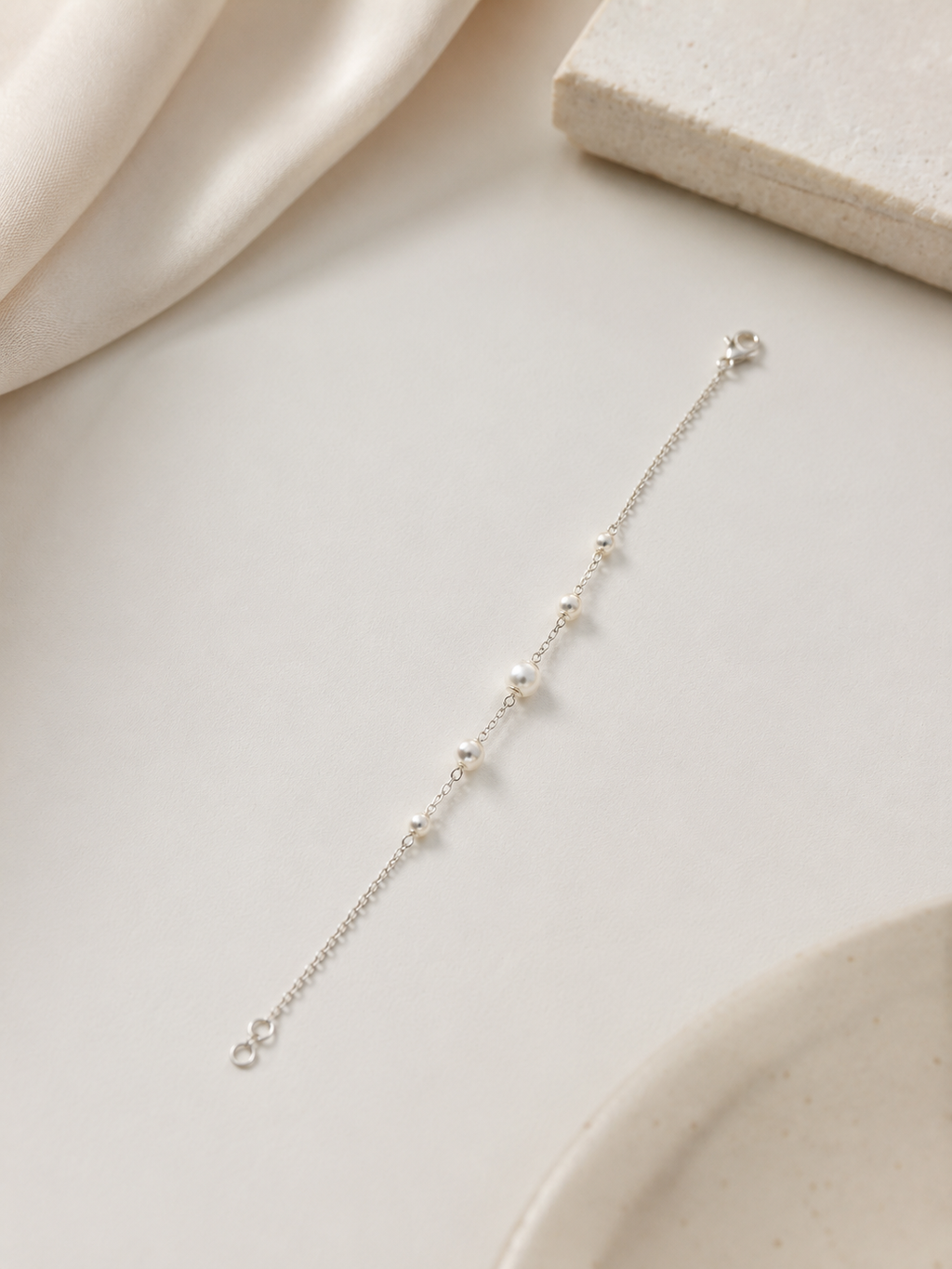 Elegant Pearl Accent Silver Bracelet