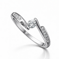 Wave Solitaire Ring - 925 Sterling Silver Ring | White Background Studio Product Photo | Athira Jewels