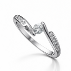 Wave Solitaire Ring - 925 Sterling Silver Ring | White Background Studio Product Photo | Athira Jewels