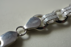 925 Hallmark Macro Close-up – Textured Link Sterling Silver Bracelet