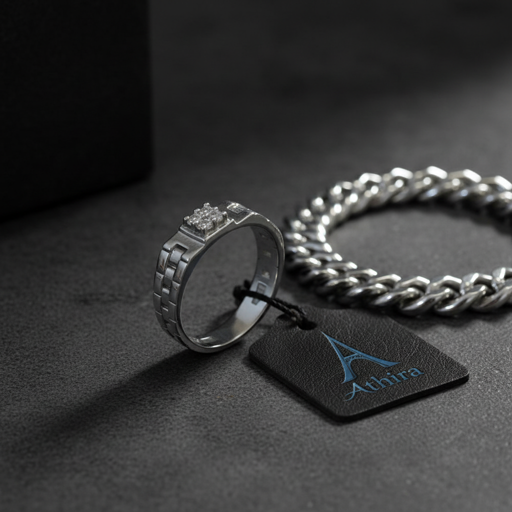 925 Sterling Silver Bold Link Men's Ring