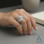 925 Sterling Silver Elegant Pavé Wave Ring