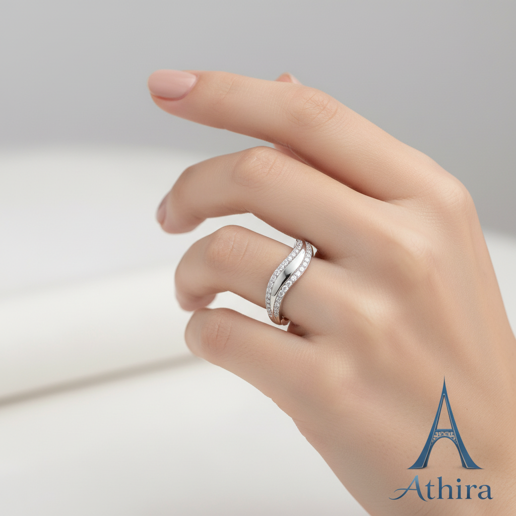 925 Sterling Silver Infinite Wave Sparkle Ring