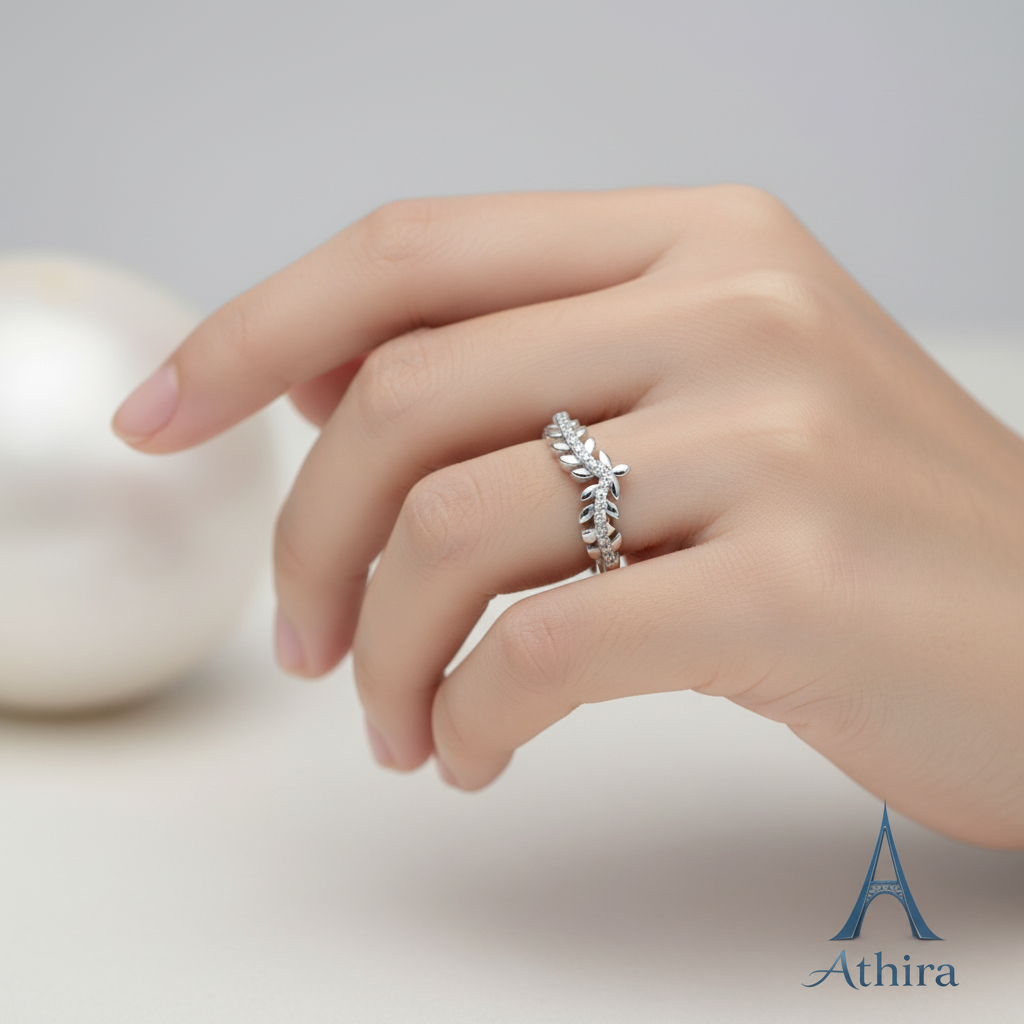 925 Sterling Silver Laurel Classic Leaf Eternity Band