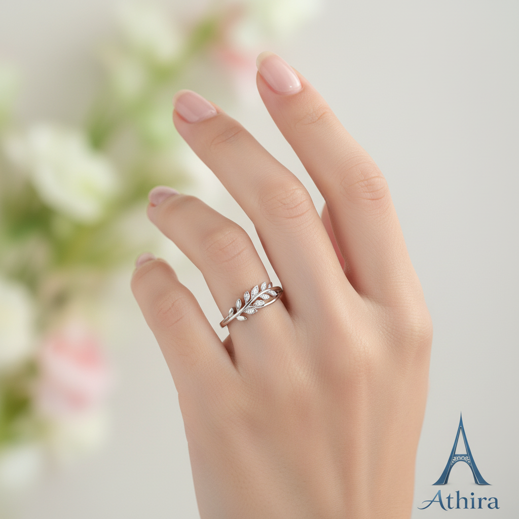 925 Sterling Silver Olive Leaf Grace Ring