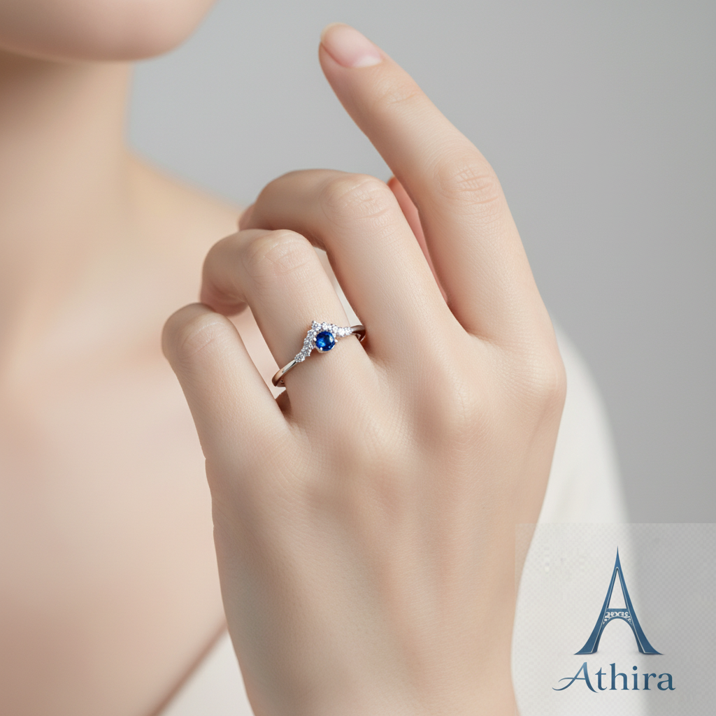 925 Sterling Silver Sapphire Crown Ring