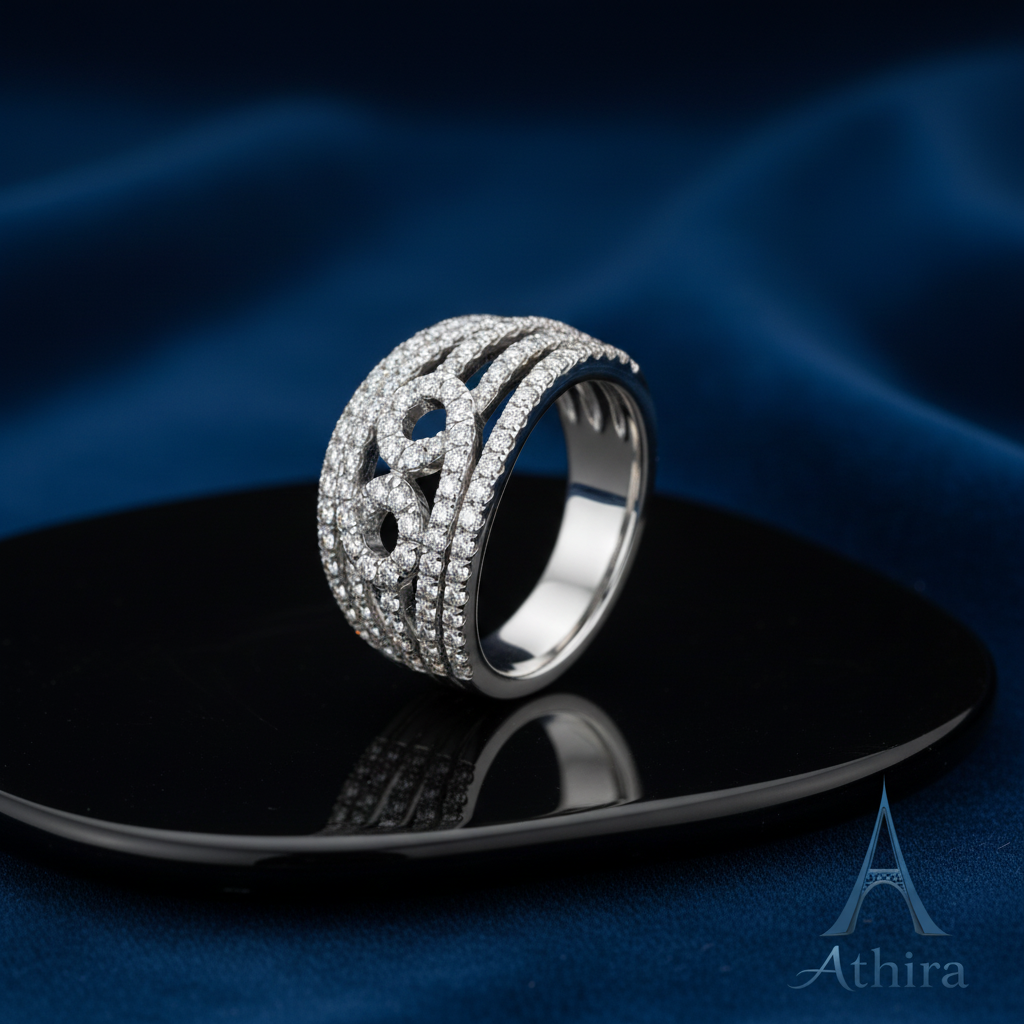 925 Sterling Silver Triple Band Sparkle Ring
