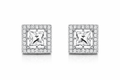 Square Princess Cut Halo Stud Earrings