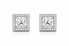 Square Princess Cut Halo Stud Earrings