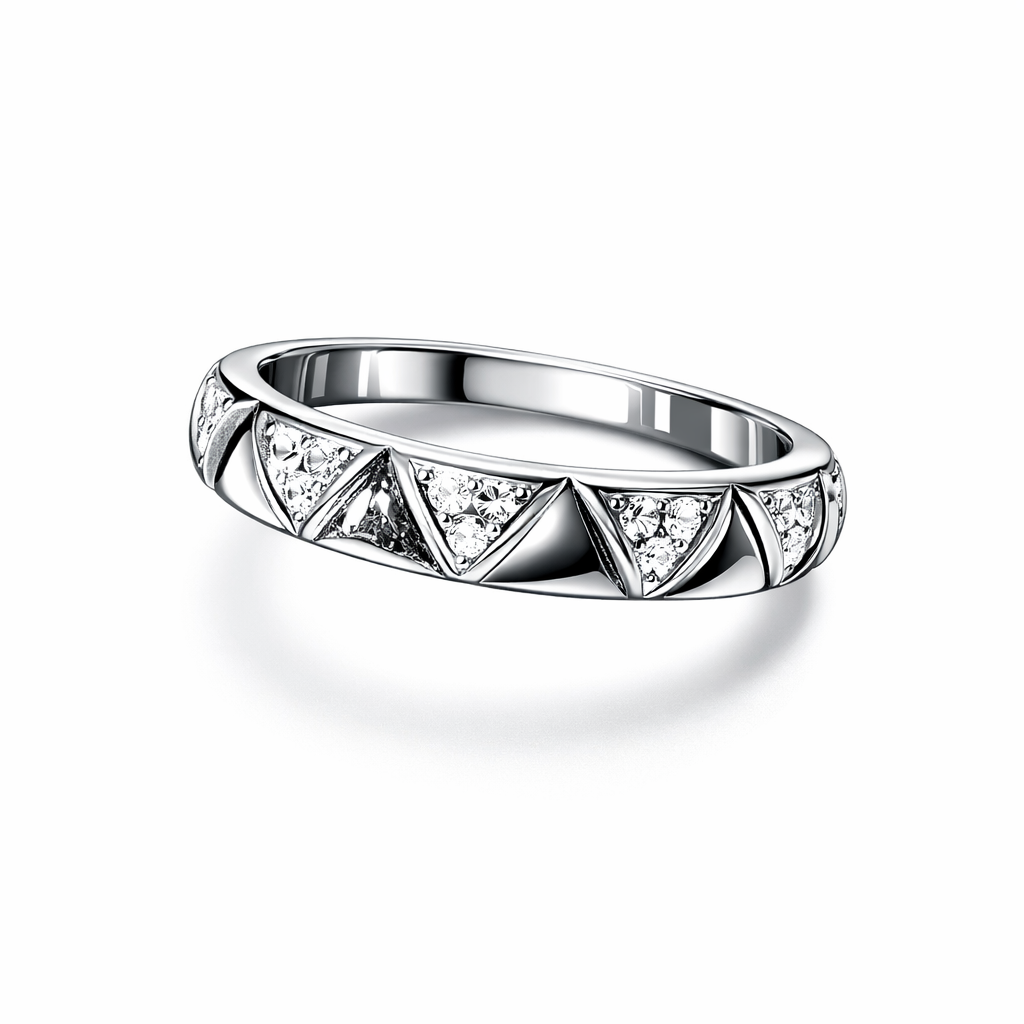 Geometric Sparkle Band Ring - 925 Sterling Silver Ring | White Background Studio Product Photo | Athira Jewels