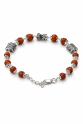 Handcrafted Rudraksha & Oxidised Silver Bracelet - 925 Sterling Silver Bracelet | White Background Studio Product Photo | Athira Jewels