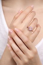 Enamel Blossom Ring - 925 Sterling Silver Ring | White Background Studio Product Photo | Athira Jewels