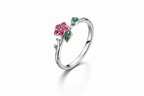 Rose Vine Enamel Ring - 925 Sterling Silver Ring | White Background Studio Product Photo | Athira Jewels