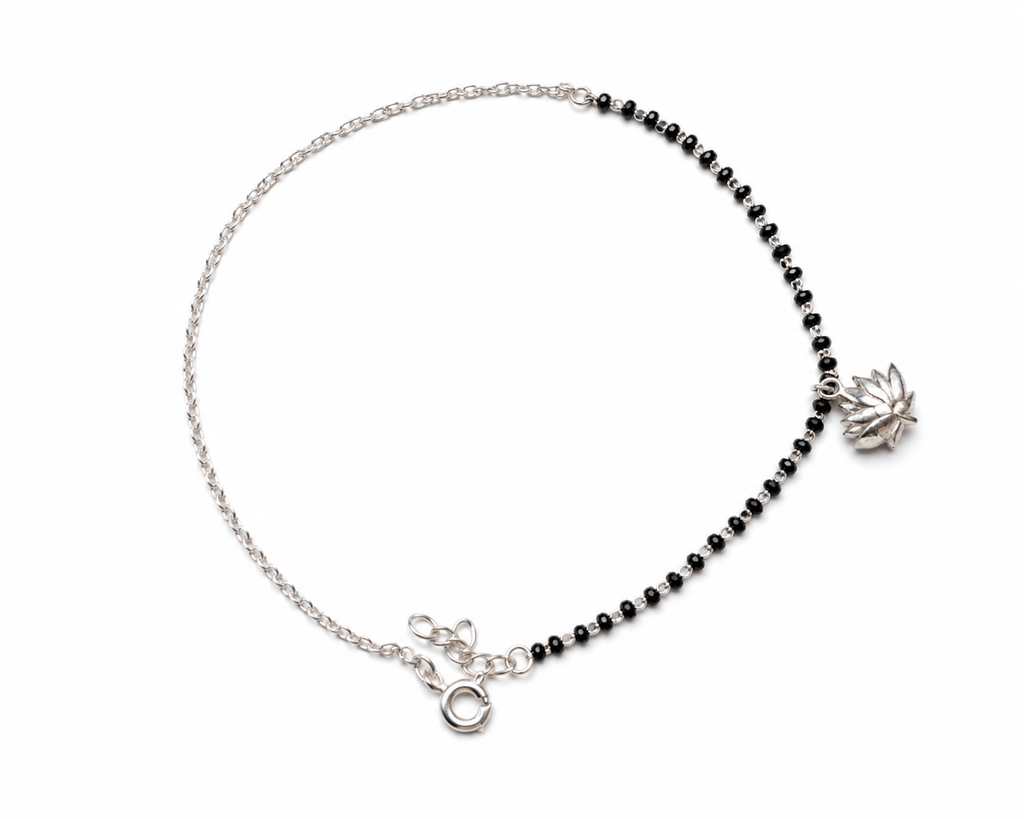 Elegant Black Bead Anklet