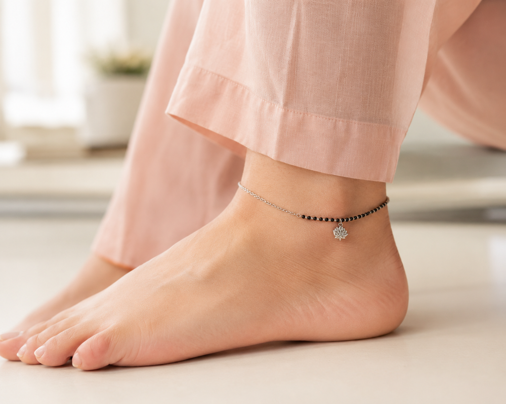 Elegant Black Bead Anklet