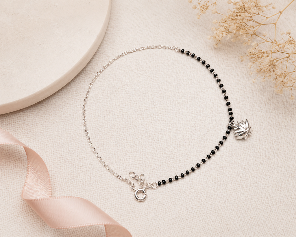 Elegant Black Bead Anklet