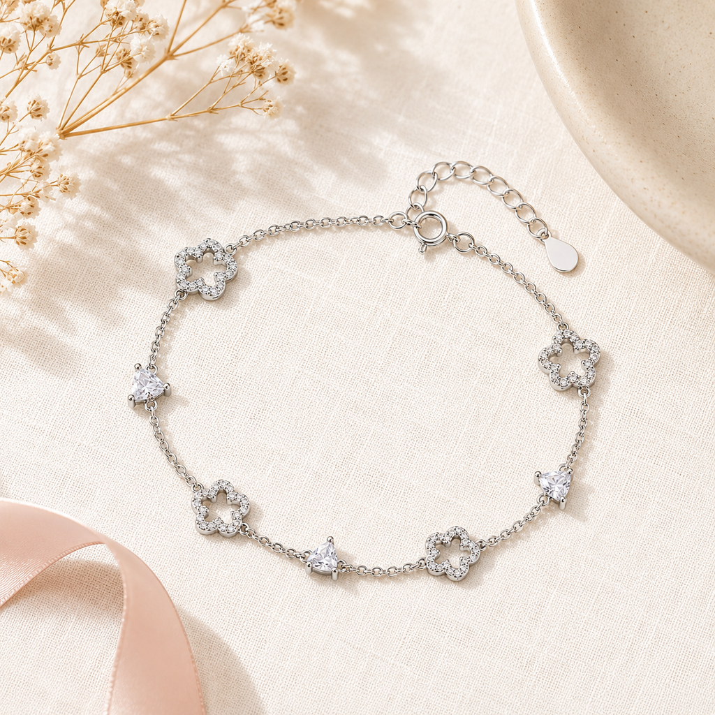 Sparkling Star Silver Anklet