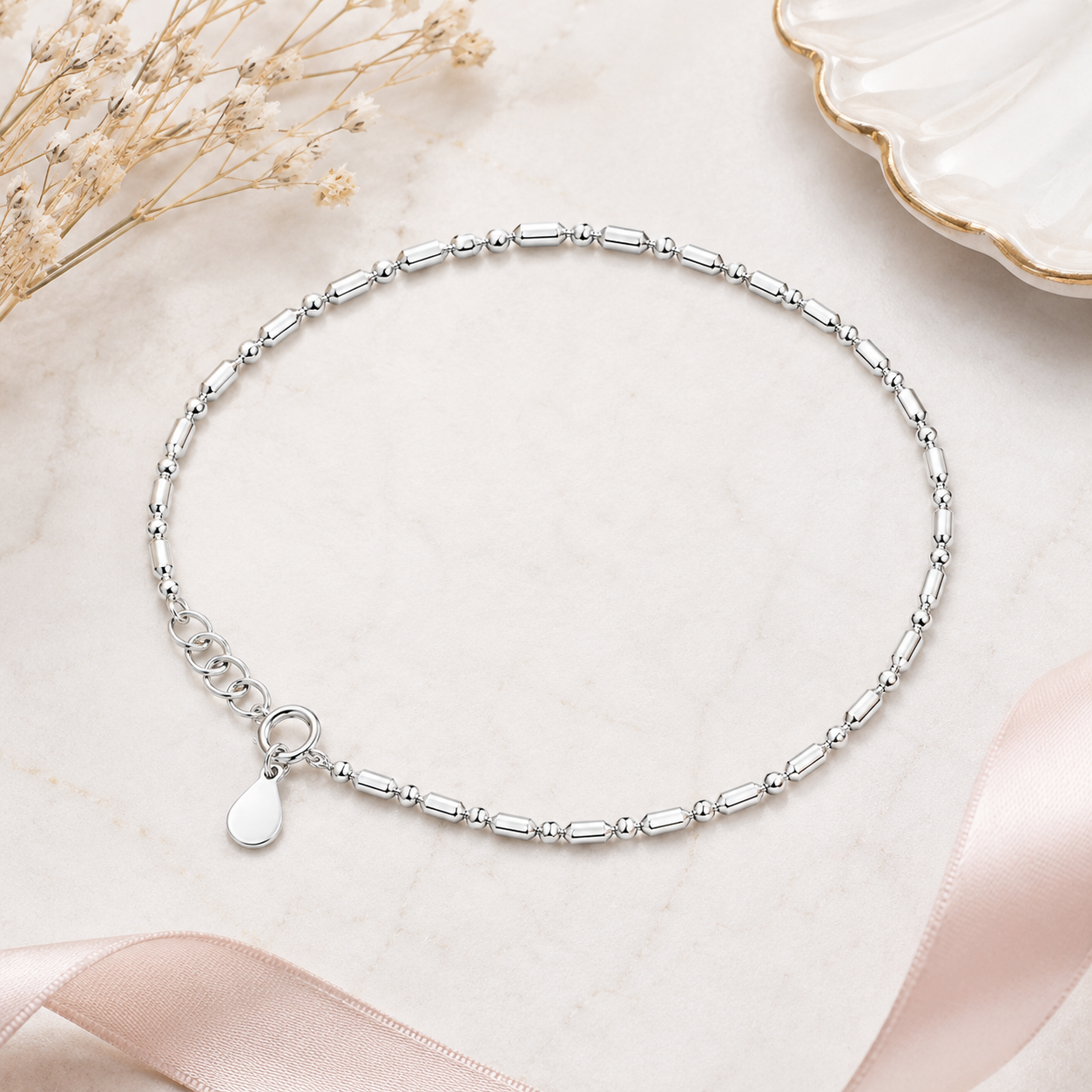 Sleek Sterling Silver Minimalist Anklet