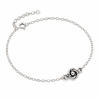 Rose Knot Sterling Silver Chain Anklet