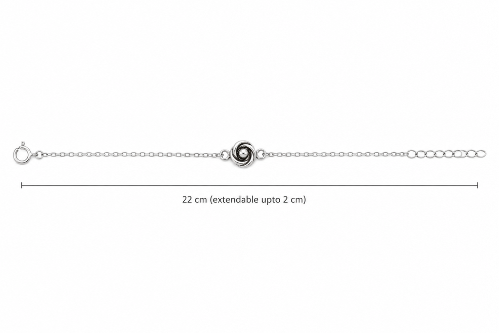 Rose Knot Sterling Silver Chain Anklet