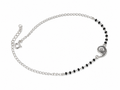 Sterling Silver Black Beaded Nautilus Anklet