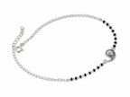 Sterling Silver Black Beaded Nautilus Anklet