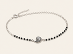 Sterling Silver Black Beaded Nautilus Anklet