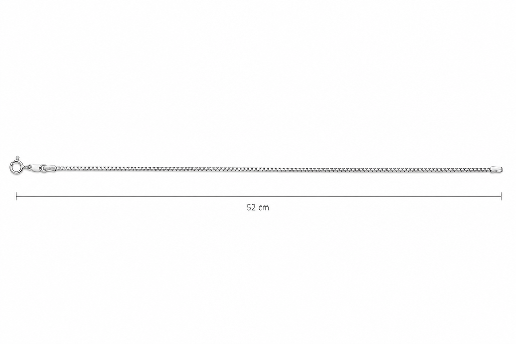 Sleek Rhodium Plated Sterling Silver Box Chain