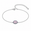 Sterling Silver Pink Evil Eye Charm Bracelet