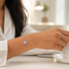 Sterling Silver Pink Evil Eye Charm Bracelet