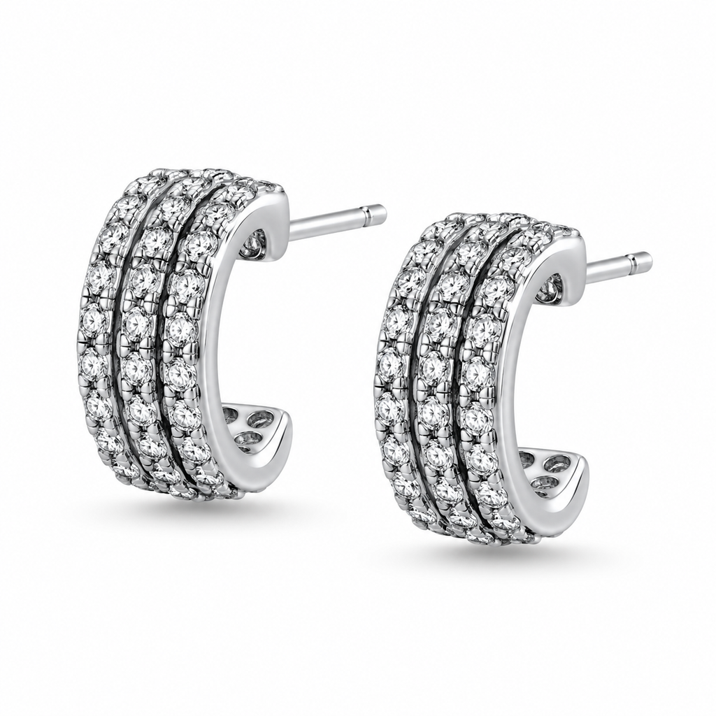 Sparkling Multi-Row Semi-Hoop Earrings