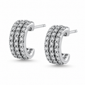 Sparkling Multi-Row Semi-Hoop Earrings