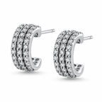 Sparkling Multi-Row Semi-Hoop Earrings