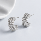 Sparkling Multi-Row Semi-Hoop Earrings