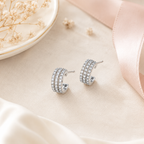 Sparkling Multi-Row Semi-Hoop Earrings