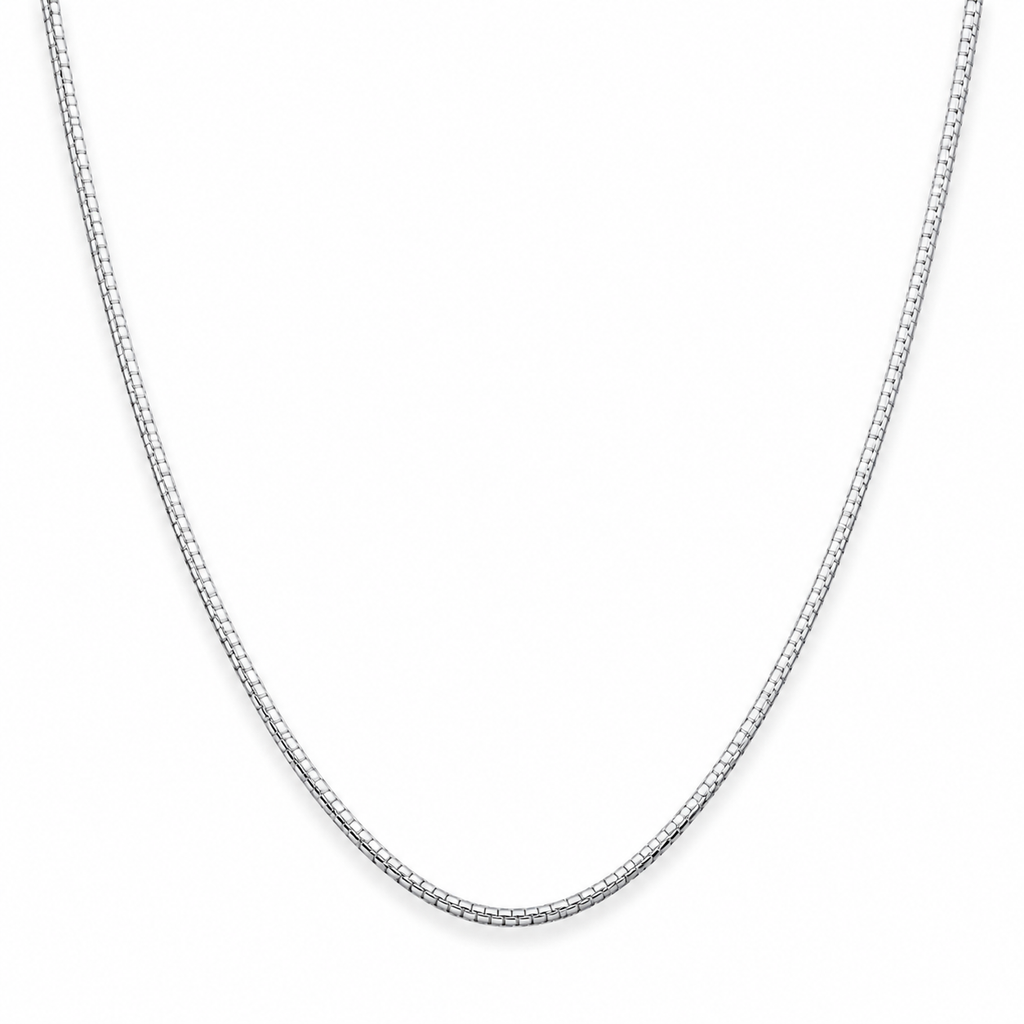 Sleek Rhodium Plated Sterling Silver Box Chain