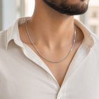 Sleek Rhodium Plated Sterling Silver Box Chain