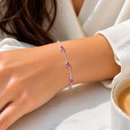 Dainty Ruby Gemstone Sterling Silver Bracelet