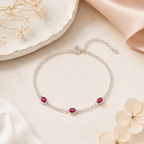 Dainty Ruby Gemstone Sterling Silver Bracelet